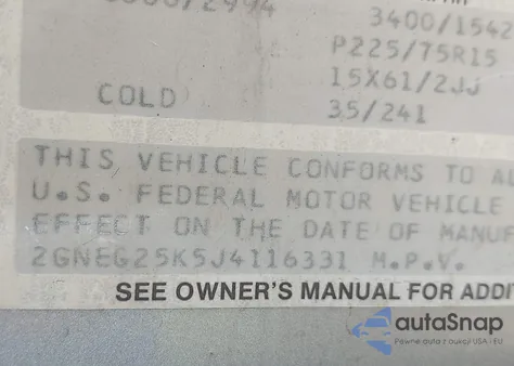 1988 Chevrolet G20 z USA, uszkodzony, nr VIN 2GNEG25K5J4116331